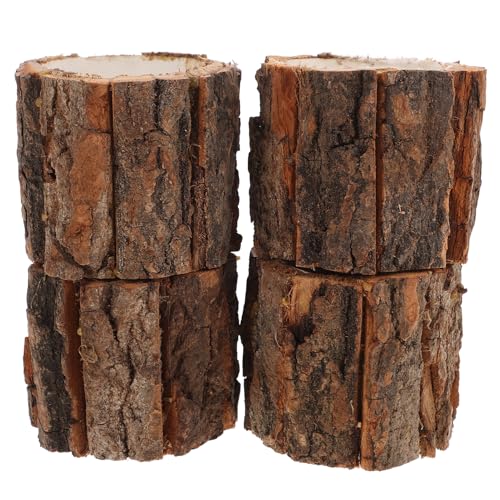 GALPADA 4 Stück Rinde Pflanzgefäß Teiliges Rustikaler Blumentopf für Sukkulenten Dekorativer Holzlog Pflanztopf für Innenräume und Tischdekoration von GALPADA
