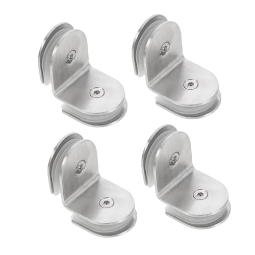 GALPADA 4 Stück Teiliges Edelstahl Glasclip Doppelseitiger Glashalter Rostfrei Langlebig für Glasplatten Befestigung im Innenbereich Badezimmer Küche von GALPADA