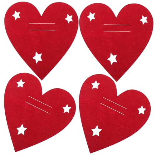 GALPADA 4 Stück Teiliges Herzförmige Bestecktaschen Weihnachtsdeko Rote Tischbesteckhüllen für Messer Festliche Aufbewahrung und Geschenkidee von GALPADA