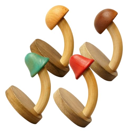 GALPADA 4 Stück Teiliges Moderne Holzpilz Wandhaken Selbstklebend Dekorative Garderobenhaken für Bad Küche Schlafzimmer Kratzfest ohne Bohren Vielseitig für Kleidung Handtücher Taschen von GALPADA