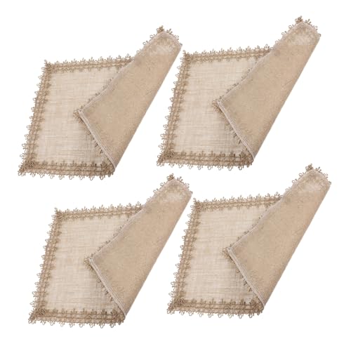GALPADA 4 Stück Teiliges Rustikale Tischsets aus Natürlicher Jute mit Fransen Rechteckige Hitzebeständige Platzmatten im Boho Stil für Esstisch Bauernhaus Dekoration für Familienfeiern von GALPADA