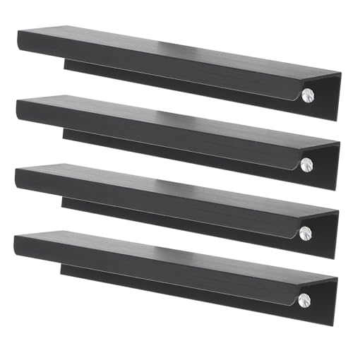 GALPADA 4 Stück Teiliges Verdeckte Möbelgriffmulden aus Hochwertigem Aluminiumlegierung Gebürstet Schwarz Robuste Fingerzüge Einfache Montage Elegante Schrankgriffe für Küchenschränke und GALPADA 4 Stück Teiliges Verdeckte Möbelgriffmulden aus Hochwertigem Aluminiumlegierung Gebürstet Schwarz Robuste Fingerzüge Einfache Montage Elegante Schrankgriffe für Küchenschränke und von GALPADA