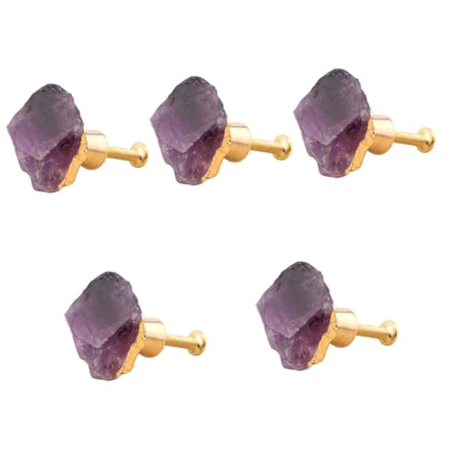 GALPADA 5 Stück Kristall Möbelknopf aus Amethyst mit Reinem Messing Eleganter Schrank und Schubladengriff für Kommode Schuhschrank Kleiderschrank Geeignet zum Ersetzen und Aufwerten von von GALPADA