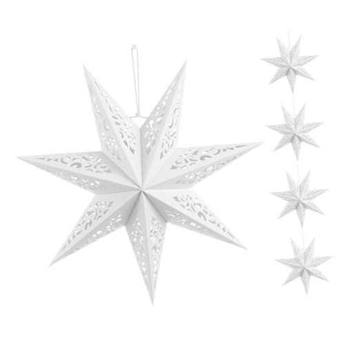 GALPADA 5 Stück Papiersterne Dekorative Lampenschirme Lampenschirme Fenster Glitzernde Hochzeitsdekorationen Hängende Weihnachten Großer Stern Lampenschirm Partyzweck von GALPADA