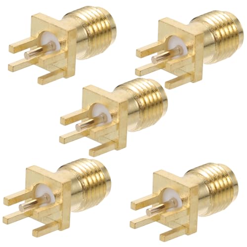GALPADA 5 Stück Sma Stecker Vertikaler Pcb Edge Mount Lötadapter für Coaxialverbindungen Robuste Metallkonstruktion für Stabile Kommunikation und Broadcasting von GALPADA