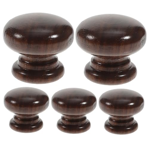 GALPADA 5 Stück Teiliges Schwarze Walnuss Holzgriffe für Möbel Schrank und Schubladengriffe Komfortabel Ergonomisch Geeignet für Küche Schlafzimmer Wohnzimmer von GALPADA