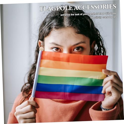 GALPADA 50 Stück Holzstäbe Fahnenmast Zubehör Holzdübel für DIY Bastelprojekte Handgehaltene Flaggenstangen Stabil Sicher für Paraden Festivals Feiern von GALPADA