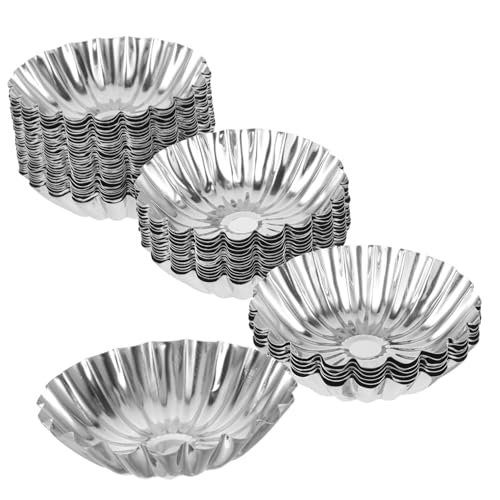 GALPADA 50 Stück Teiliges Edelstahl Backformen für Ei und Muffins Hitzebeständig Hohe Temperaturen Wiederverwendbar Antihaftbeschichtet für Kuchen Pudding und im Haushalt von GALPADA