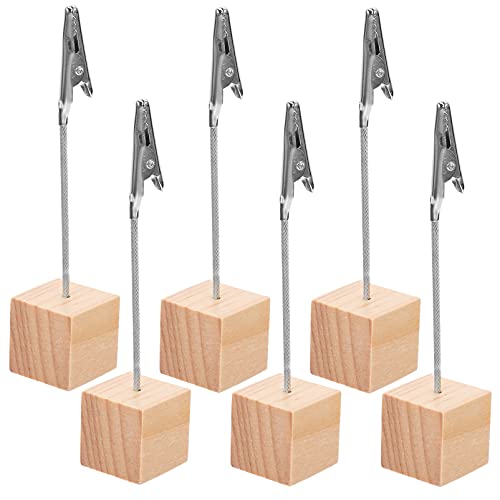 GALPADA 6 Stück Retro Alligator Clips Kreative Memo Klammern für Schreibtisch Büro Praktische Notizenhalter Foto Clips Holzfarbe für Studenten und DIY Projekte von GALPADA
