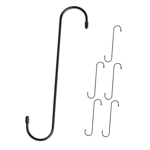 GALPADA 6 Stück Schwere S haken aus Eisen Lang mit Schutzkappen Vielseitige Aufhängehaken für Pflanzen Gartengeräte Küchenutensilien Hohe Tragfähigkeit Kratzfest und Robust von GALPADA