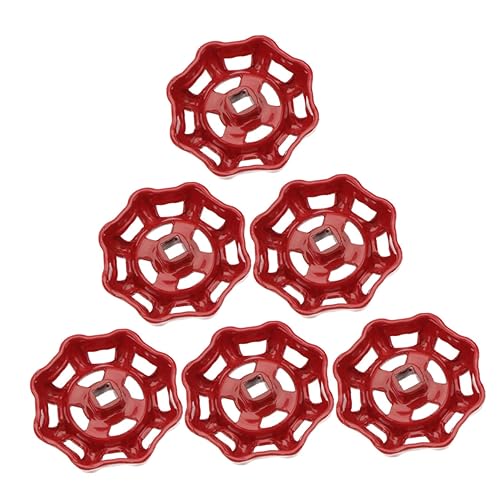 GALPADA 6 Stück Teiliges Gusseisen Handrad Rot Kugelventil Absperrventil Griff für Wasserrohre Installieren Praktisch und Benutzerfreundlich für Verschiedene Anwendungen von GALPADA