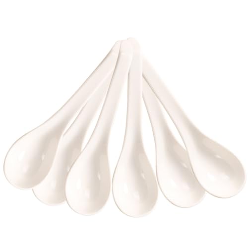 GALPADA 6 Stück Teiliges Kleine Keramik Suppenlöffel mit Ergonomischem Griff Spülmaschinenfest Langlebig Einfachem Design für Reis Suppe und Tägliche Küchennutzung von GALPADA