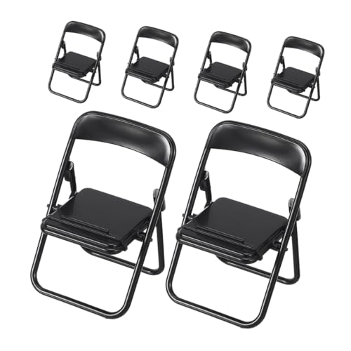 GALPADA 6 Stück Teiliges Mini Klappstühle in Schwarz Multifunktionale Möbel Faltbare Mini Stühle als Stabiler Handyhalter und Dekoratives Fotozubehör von GALPADA