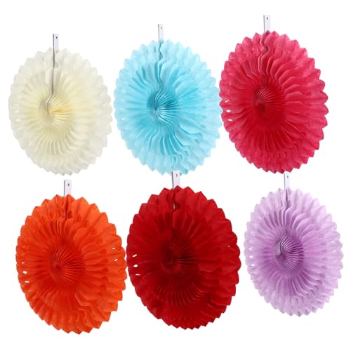 GALPADA 6 Stück Teiliges Papierfächer Rund Dekorative Hängedeko für Geburtstag Hochzeit Party Handgefertigte Papier Deko für Wand Fenster Vielseitige Party Zubehör für Festliche von GALPADA