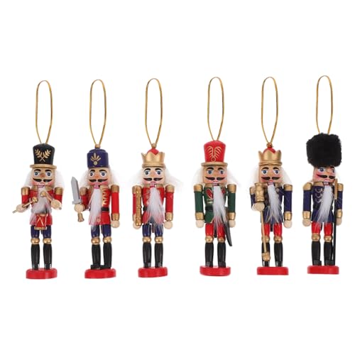 GALPADA 6 Stück Weihnachtsdekorationen Aus Holz Mit Walnussmann Motiven Weihnachtsdekorationen Weihnachtsbaumkugeln Hängende Fröhliche Figuren Nussknacker Weihnachtsbaum von GALPADA