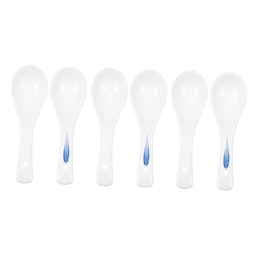 GALPADA 6Stücke Keramische Asiatische Löffel für Zuhause Handgefertigte Dekorative Löffel für Suppe Brei Ergonomisches Design Leicht zu Reinigen von GALPADA