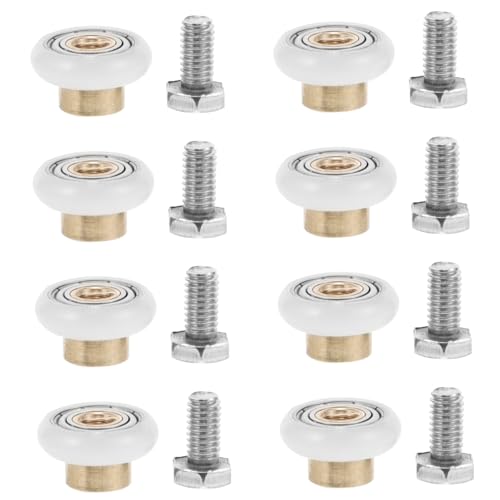 GALPADA 8 Stück Teiliges Duschkabinen Türrollen aus Kupfer mit Rollen Rostfreie Langlebige Schiebetürführung für Badezimmer Einfache Montage Leiser und Stabiler Lauf Kompatibel mit von GALPADA