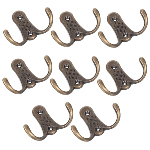 GALPADA 8 Stück Teiliges Wand Kleiderhaken aus Robustem Zinklegierung Vintage Stil Doppelte Haken für Garderobe Küche und Bad Schwere für Mäntel Handtücher Hüte Einfache Montage von GALPADA