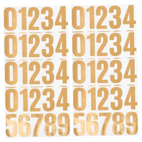 GALPADA 8Blatt Wetterfeste Goldene Hausnummernaufkleber Selbstklebend Reflektierend für Briefkasten Tür Fenster Vielseitig Einsetzbar Langlebig und Widerstandsfähig für Außenbereiche von GALPADA