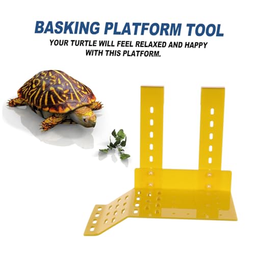 GALPADA Acryl Schildkröten Kletterplattform Gelb Kleine Sonnenbank für Aquarium Terrarium UV beständig Geeignet für Frisch Salzwasser Reptilienzubehör von GALPADA