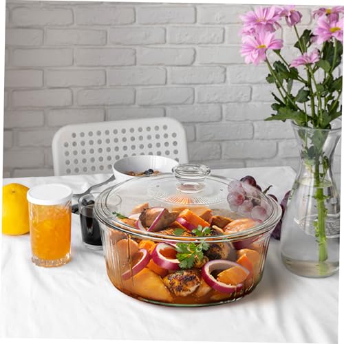 GALPADA Auflaufform Rund mit Glasdeckel Hitzebeständig Gleichmäßige Wärmeleitung Vielseitig für Schmoren Kochen Backen Design Ofenfest Transparenter Deckel zur Kochkontrolle von GALPADA