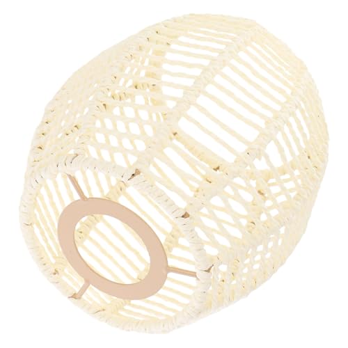GALPADA Boho Geflochtener Lampenschirm für Hängelampe Stabiler Pendelleuchten Schirm in Cremeweiß Dekorativer Vintage Deckenlampenschirm für Wohnzimmer und Schlafzimmer von GALPADA