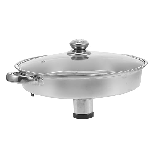 GALPADA Buffetplatte mit Glasdeckel Runde Grillplatte für Bbq Camping und Buffet für Kantinen Restaurants und Outdoor Veranstaltungen von GALPADA