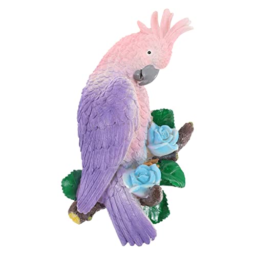 GALPADA Bunte Resin Polyresin Papagei Gartenfigur Wetterfeste Balkon Deko mit Lebensechtem Design Handbemalt Leicht und Robust für Innen und Außenbereich Dekorative Vogel Statue von GALPADA