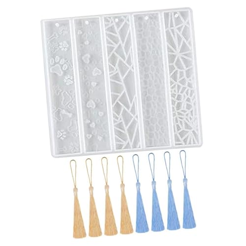 GALPADA DIY Lesezeichen Silikonform mit Fächern und Quasten Robuste Epoxidharz Gießform für Buchzeichen und Bastelarbeiten Vielseitig für Schmuck Trockenblumen Perlen und Farben von GALPADA