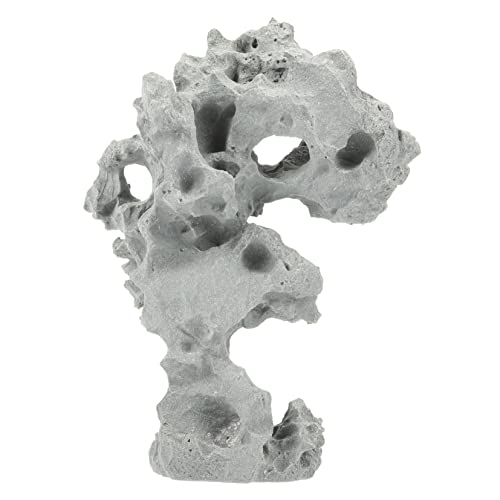 GALPADA Dekorative Landschaft Fake Taihu Stein Wasserspiel Deko Langlebige Gartenlandschaft Dekoration für Aquarium Büro Wohnzimmer mit Versteckmöglichkeit für Fische Hellgrau von GALPADA