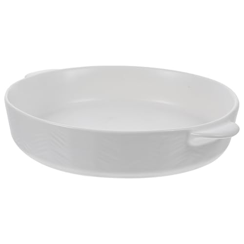 GALPADA Doppelgriff Keramik Auflaufform Rund Backform Hitzebeständig Antihaft für Pizza Kuchen Lasagne Vielseitig Geeignet Küchenutensil Weiß von GALPADA