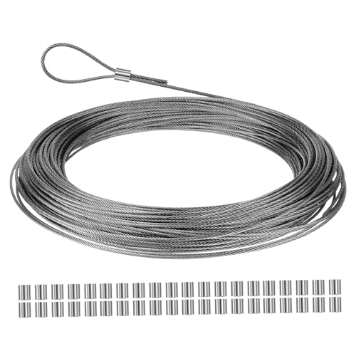 GALPADA Drahtseil Durchmesser mit Aluminiumhülsen Witterungsbeständiges Vielseitiges Stahldrahtseil für Geländer Wäscheleine und Bildaufhängung Schnelle Montage von GALPADA