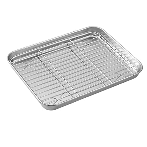 GALPADA Edelstahl Backblech und Kuchenplatte mit Abkühlgitter Multifunktionales Back und Dämpfset Hitzebeständig Robust für Brot Kuchen und Gemüse GALPADA Edelstahl Backblech und Kuchenplatte mit Abkühlgitter Multifunktionales Back und Dämpfset Hitzebeständig Robust für Brot Kuchen und Gemüse von GALPADA