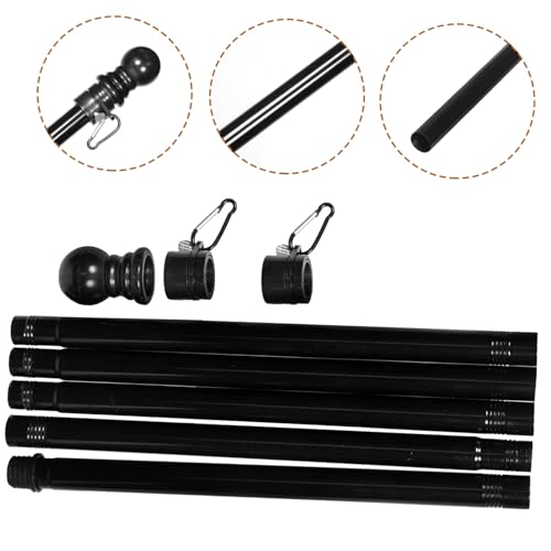 GALPADA Edelstahl Fahnenmast Fünfteiliger Drehbarer Außenfahnenmast Wetterfest Windbeständig für Garten und Terrasse mit Verdrehfreiem Flaggenhalter und Schwarzem Mastkopf von GALPADA