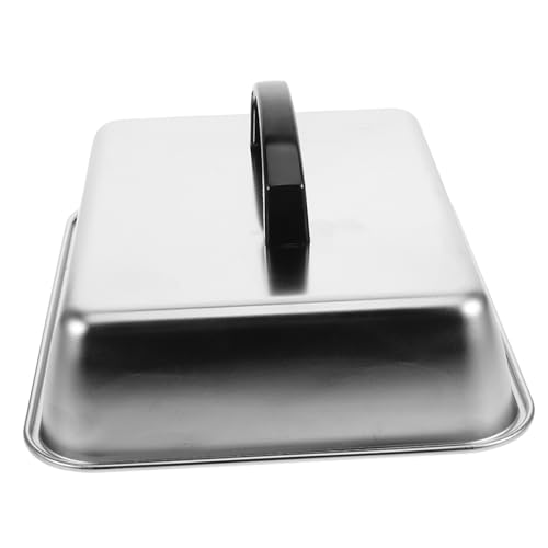 GALPADA Edelstahl Grillhaube Rechteckig Wärmeglocke für Steak BBQ Grill Zubehör Öl Spritzschutz Kochen Dampfhaube für Westerngerichte und Outdoor Cooking von GALPADA