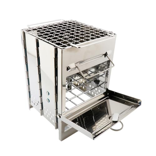GALPADA Edelstahl Klappgrill Quadratisch Tragbar Holzofen Grill mit Breiter Öffnung Rostfrei Hitzebeständig für Outdoor Camping Bbq Picknick GALPADA Edelstahl Klappgrill Quadratisch Tragbar Holzofen Grill mit Breiter Öffnung Rostfrei Hitzebeständig für Outdoor Camping Bbq Picknick von GALPADA