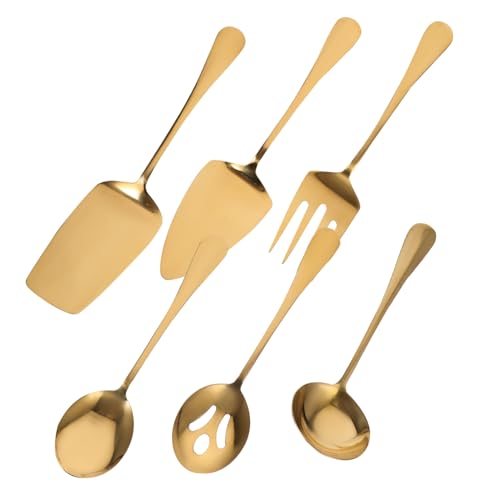 GALPADA Edelstahl Servierbesteck Gold Teilig Ergonomisch Geformt Langlebig für Partys und Zuhause Geeignet für Buffet Picknick Bbq und Festliche Anlässe von GALPADA