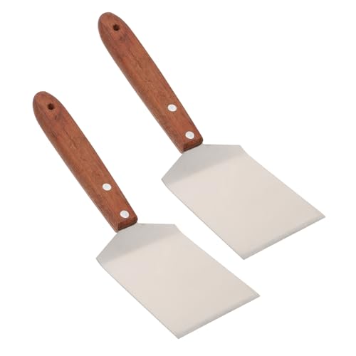 GALPADA Edelstahl Steakspatel mit Ergonomischem Holzgriff Rostfrei Multifunktional für Grill Teppanyaki und Küche Teiliges Langlebig und Einfach zu Reinigen für Profi und Heimgebrauch von GALPADA