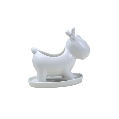 GALPADA Elchblumentopf Töpfe Kindergarten Sukkulenten Pflanzkübel Porzellan Drinnen Dekoration Büro Topfpflanzer Anlage Im Freien Eingetopft Groß Tierfigur Tabletop -Ornamente Weiß von GALPADA