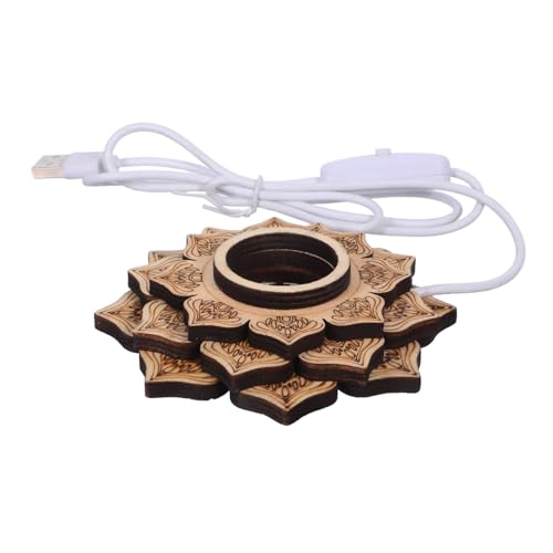 GALPADA Elegante Lotus Holzlampe USB Nachtlicht Basis für Kristallkugeln Farb LED Leuchtender Ständer Stabiler Desktop Lampenhalter für Zuhause und Büro Dekoration von GALPADA
