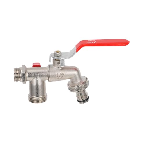 GALPADA Garten Wasserventil Splitter Doppelwasserhahn für Gartenbewässerung Stabiler Außenhahn mit Installation und Unabhängiger Ventilsteuerung für Waschmaschinen von GALPADA