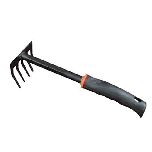 GALPADA Gartenrechen mit Kurzem Griff Mini Gartenwerkzeug für Bodenbearbeitung Zinkiger Handrechen zum Jäten und Lockern von Erde Engen Bereichen von GALPADA