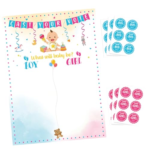 GALPADA Gender Reveal Poster mit Aufklebern Shower Spiel Geschlecht Verkündung Party Dekoration Interaktives Voting für Jungen Mädchen Geburtstagsfeier von GALPADA