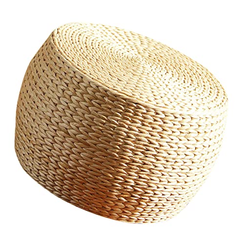 GALPADA Graskissen Stool sitzecke Eingangshocker kondersitz Schuhbank Rattan-Fußhocker Stühle Fußstütze Rattan-Hocker Eingang Fußhocker Hocker für den Haushalt gewebter Hocker Khaki von GALPADA