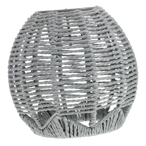 GALPADA Hängender Lampenschirm aus Gewebtem Rattan Dekorativer Kronleuchter Schirm Retro Stil Grauer Kleiner Lampenüberzug Geeignet für Wohnzimmer Esszimmer Restaurant und von GALPADA