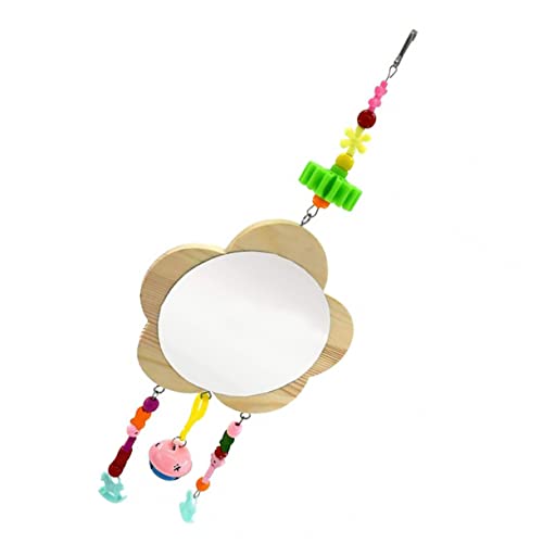 GALPADA Hängendes Holzspielzeug für Hühner mit Spiegel und Glocke Kreatives Hühner und Hahnspielzeug zur Unterhaltung von Haustieren Spielverhalten Zufällige Farbe von GALPADA