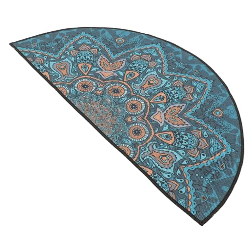 GALPADA Halbrunde Böhmische Fußmatte aus Weichem Material rutschfest Waschbar für Eingang Badezimmer und Schlafzimmer Ethnischer Druck von GALPADA