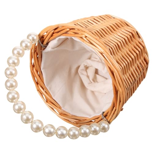 GALPADA Handgeflochtener Kleiner Weidenkorb mit Henkel Vielseitiger Blumenmädchen Korb für Hochzeit Geschenk Aufbewahrungskorb Natürlicher Dekorativer Blumenkorb mit Tassel design von GALPADA