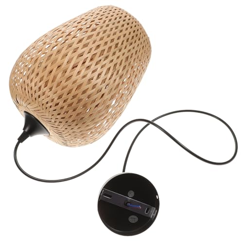 GALPADA Handgewebte Hängeleuchte Rustikaler Stil Natürliche Deckenlampe für Wohnzimmer Esszimmer und Restaurant Gemütliche Ambientebeleuchtung Energiesparend Langlebig von GALPADA