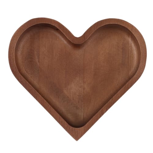 GALPADA Herzförmige Massivholzpalette Gericht Brief Keramik für Aquarien Ding Herzförmiger Holztablett Stapelbares Serviertablett Herzschale aus Holz Serviertablett Herz Kiefernholz Brown von GALPADA
